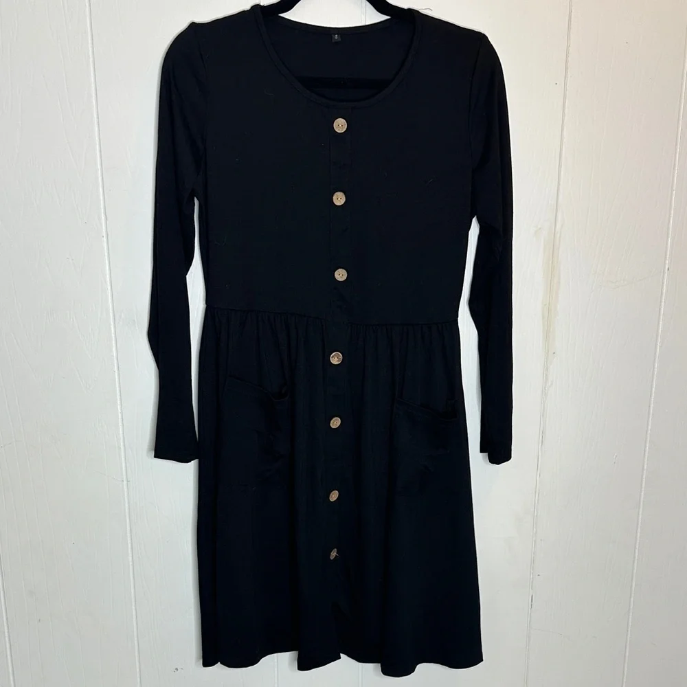 Source Unknown casual Black Buttoned Dress